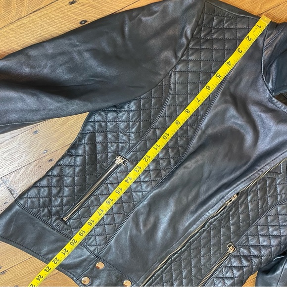 Wilsons Leather Quilted Navy Moto Jacket - Picture 4 of 7